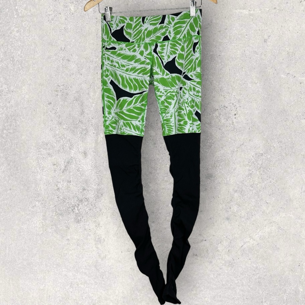 Alo Yoga Goddess Leggings Palm‎ Springs Green Black Size XS Ribbed Yoga Pants